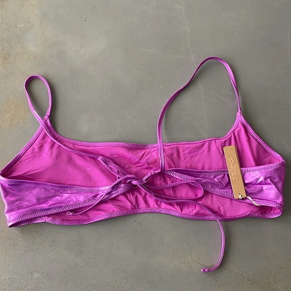 SKIMS NWT Dragon Fruit Metallic Swim Micro Scoop Bikini Top Size 4X
